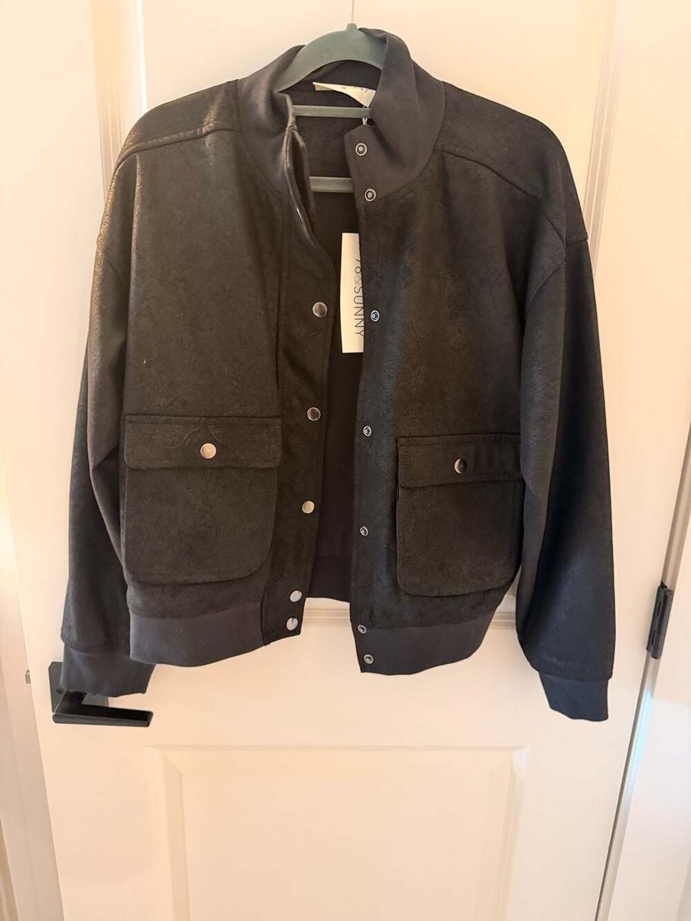 7&SUNNY Black Faux Suede Bomber Jacket